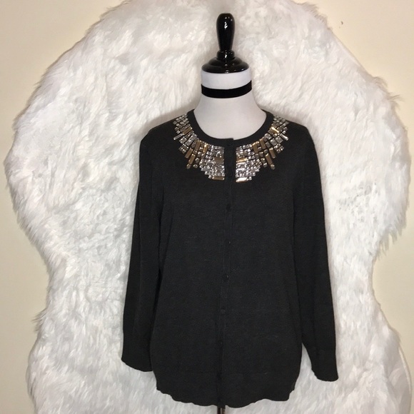 Cable & Gauge Gray Embellished Cardigan - Picture 2 of 7